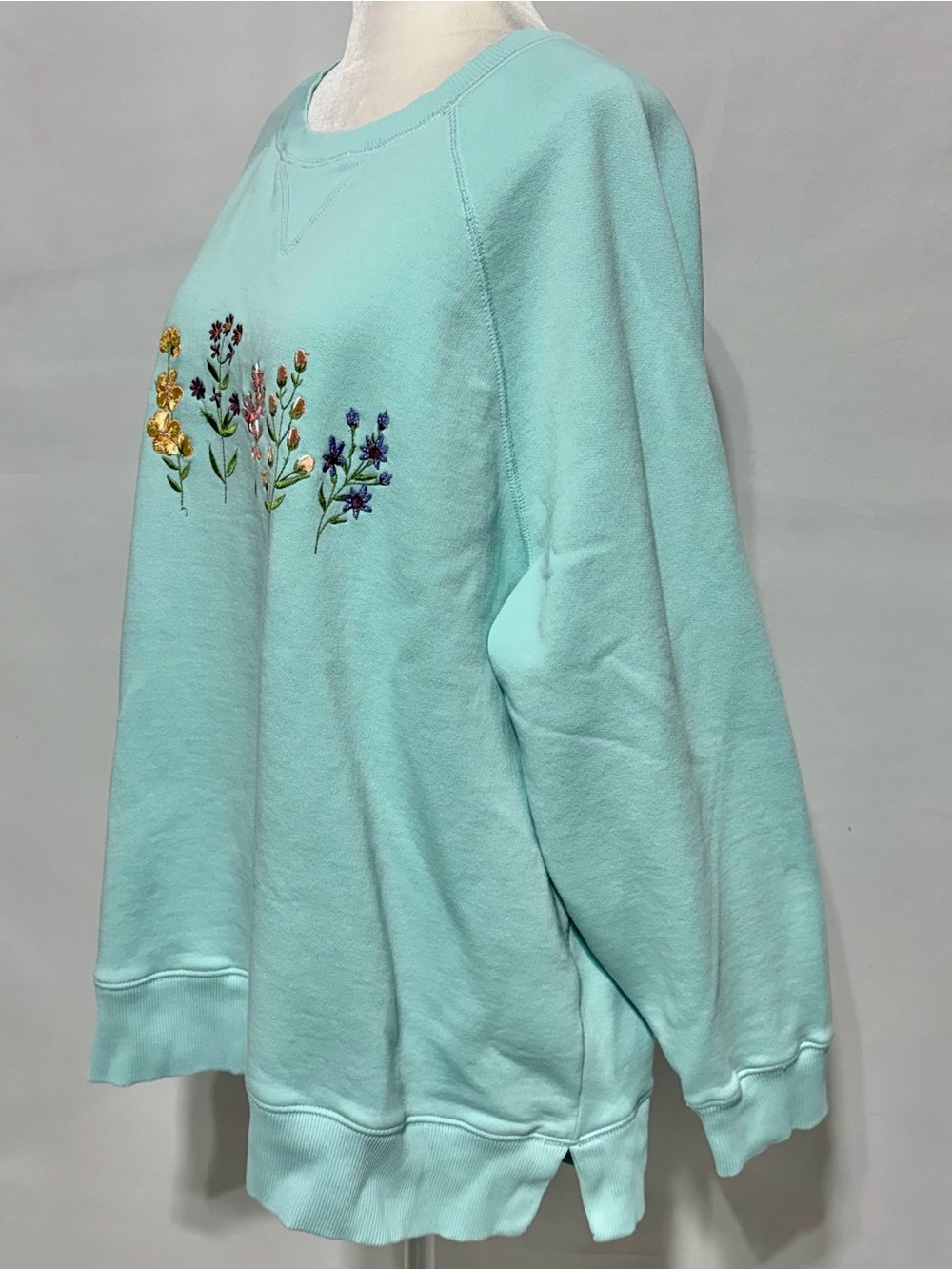 Coldwater Creek Floral Embroidered Crewneck Sweatshirt Blue Size 1X - Picture 6 of 14